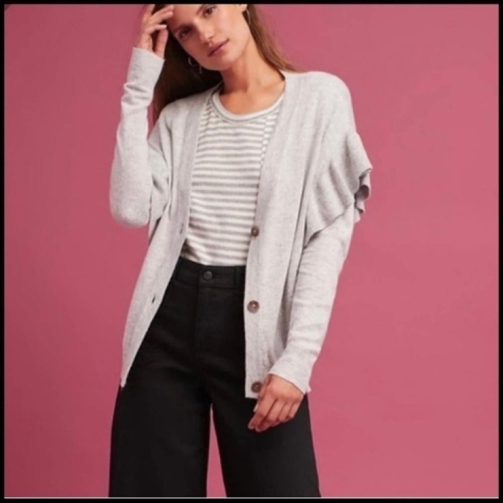 Anthropologie-Line & Dot Eulalia Ruffled Wool Blend Cardigan (Size:XS)